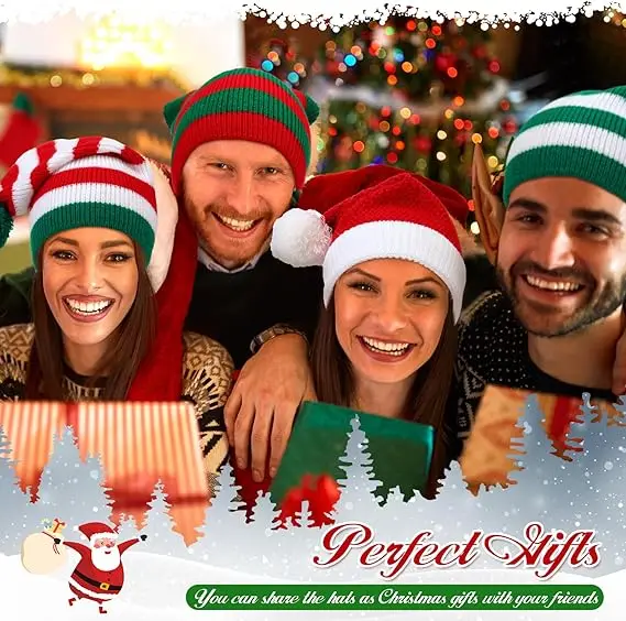Parent child Christmas Hat Santa Costume Style Festive Beanie for Outdoor Activities Holiday Party Decoration Family Gifts
