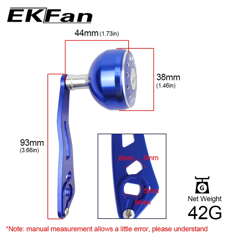 EKFan 90mm 알루미늄 합금 블루/티 골드 낚시 릴 핸들 로커 싱글 핸들 (8*5/7*4mm A/D/S 베이트캐스팅 릴 DIY 부품용)