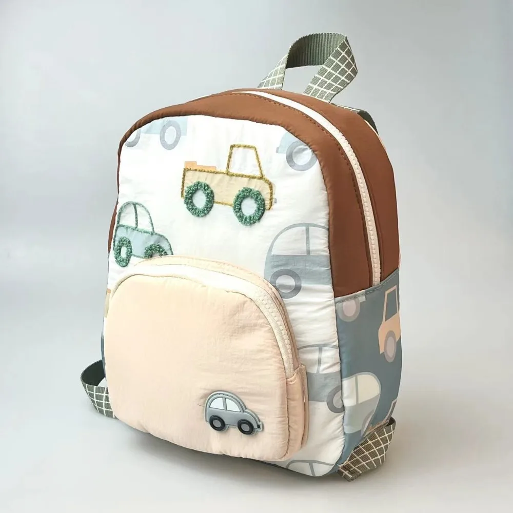 Cartoon Car Embroidery Children's School Backpack Kindergarten Boys and Girls School Bags Multifunctional Lightweight Backpack 2