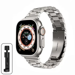 Elegant Stainless Steel Watch Band - Premium Metal Bracelet Strap for 44mm 45mm 46mm 49mm (Titanium color)