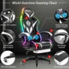 135 Degrees Gaming Chair RGB Light Office Chair Bluetooth Speaker Gamer Computer Chair Ergonomic Swivel 2 Point Massage Recliner 5