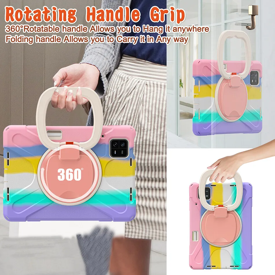 Capa de Silicone Durável para Xiaomi Pad Kids Kickstand Estável Capa Protetora para Mipad Pro Estojo à Prova de Choque com Alça e Slot para Lápis - Imagem 2