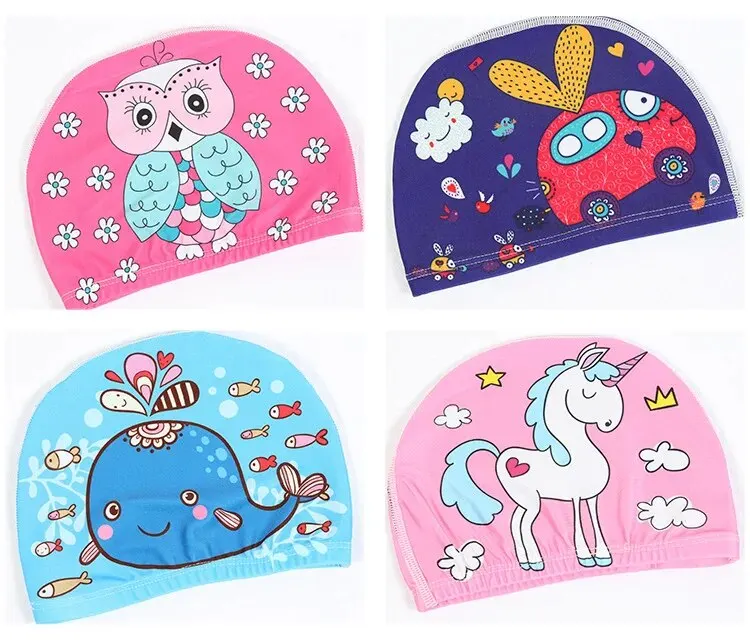Children's Swim Caps Comfortable Ear Protection Boys And Girls Cartoon Cute Cloth Swim Caps Fashion Prints Hot Spring Swimm,swimming cap