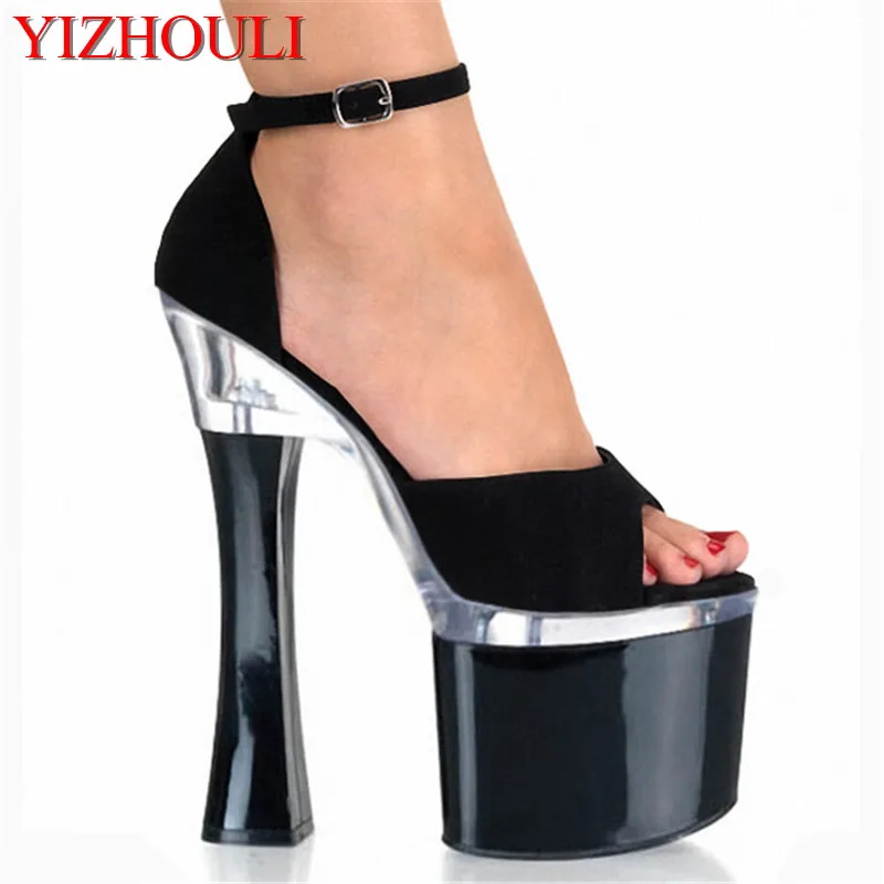 

Noble Black Dress Bride Dinner Shoes 18 cm High Heels, Root 7 inch Sexy Model Runway dance shoes