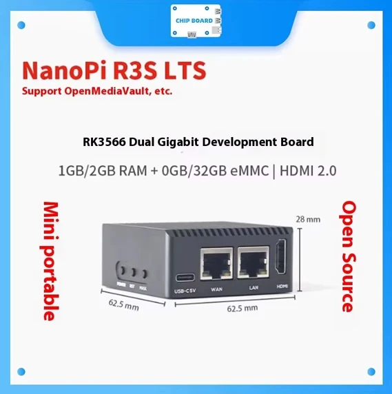 NanoPi R3S LTS Dual-Gbps Ethernet-poorten Router Rockchip RK3566