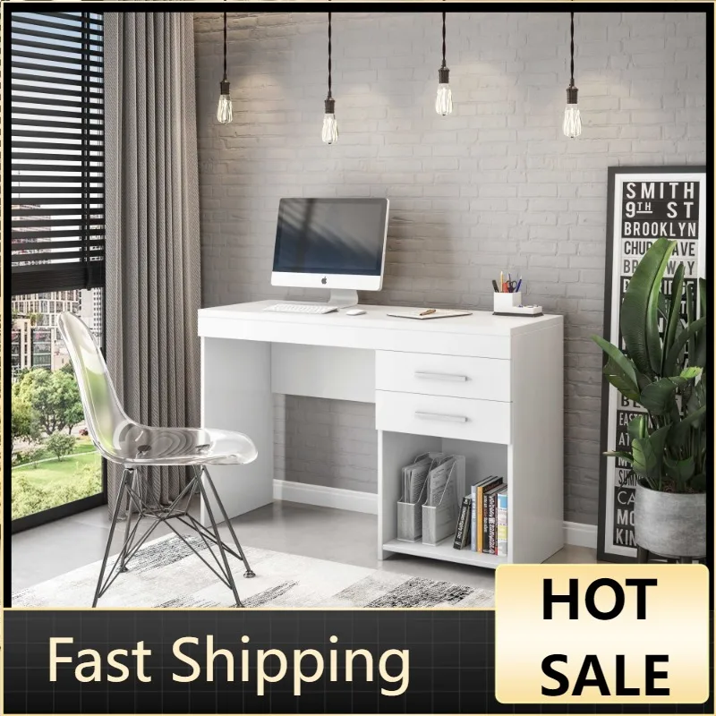 

Techni Mobili White Computer Desk for Home Office or Bedroom, with Drawers Ideal for Small Spaces