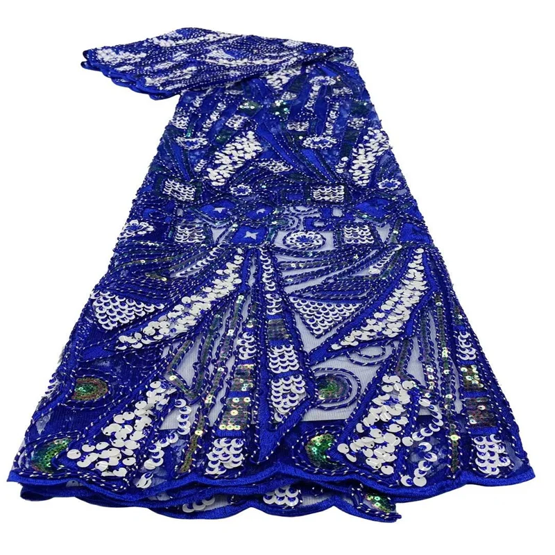 

African Lace Fabric 2023 Sequins Embroidery Groom Nigerian Lace Bridal High Quality French Tulle Lace Fabric For Wedding 5 yards