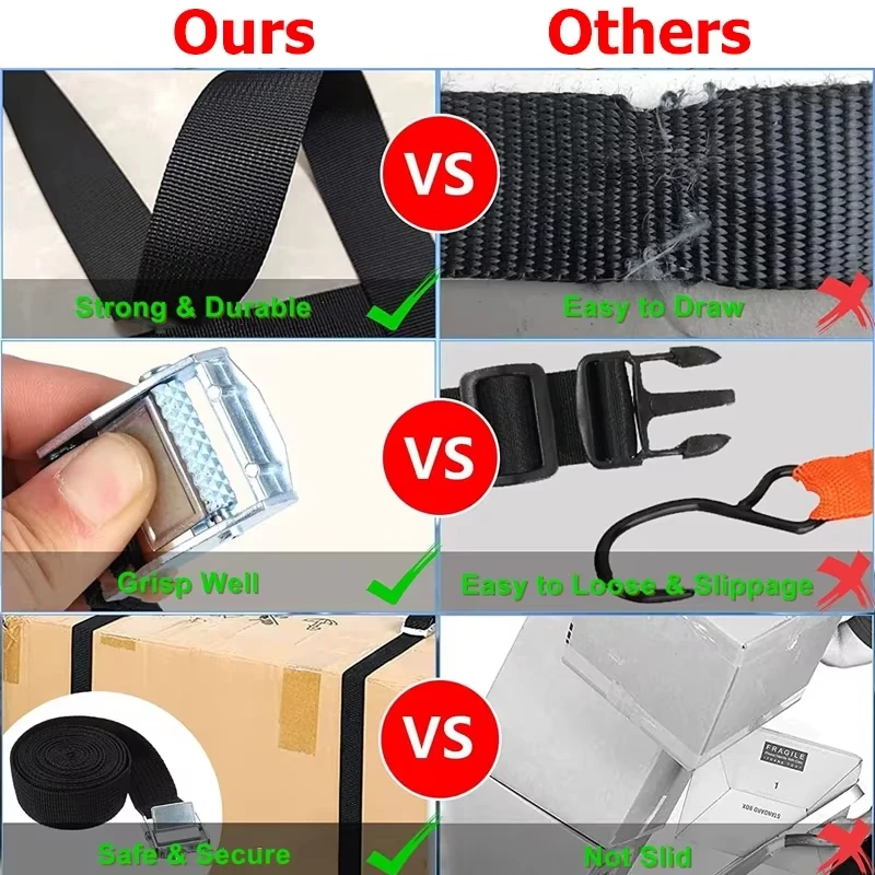 Cargo Straps With Buckle Tie-Down Belt for Motorcycle Car Bicycle Metal Tow Rope Strong Ratchet Fixing Belt for Luggage Bag, cargo straps,cargo tie down strap,tie down straps,lashing strap