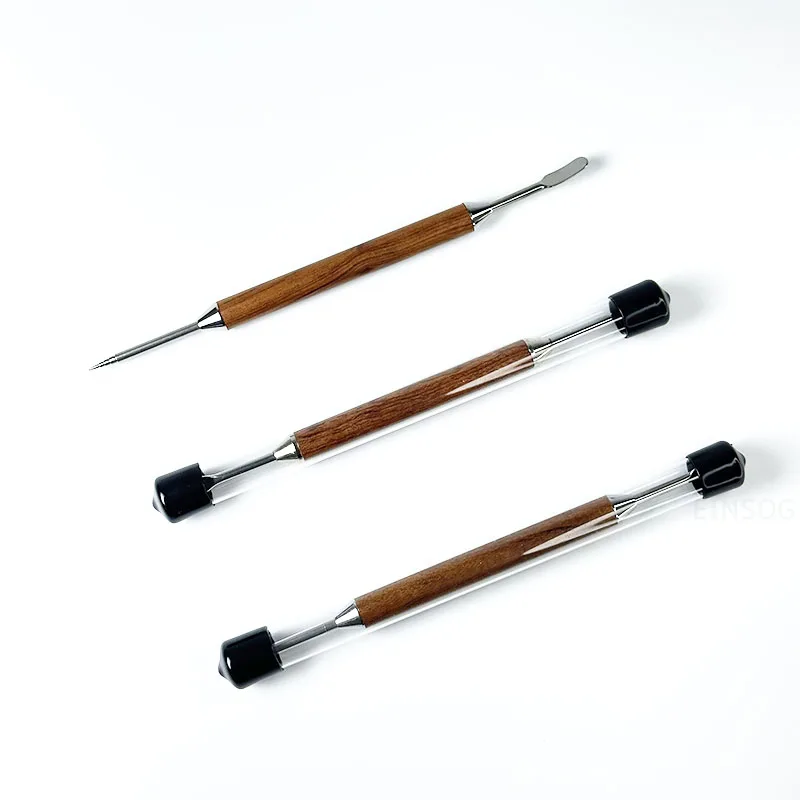 إبرة قهوة لاتيه فولاذ مقبض خشبي