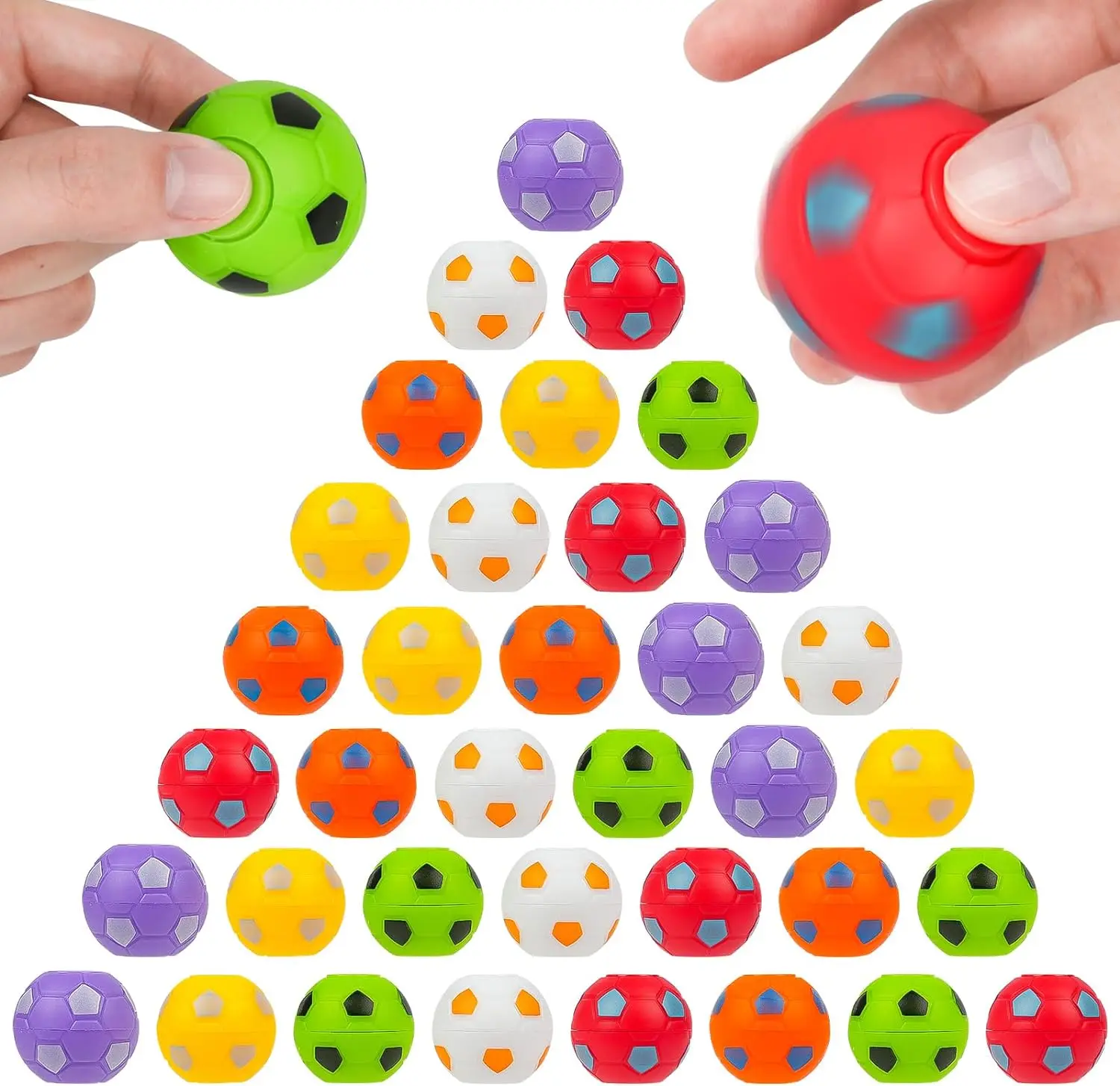 Mini Soccer Ball Fidget Spinner Toy Set - Party Favors & Stress Relief
