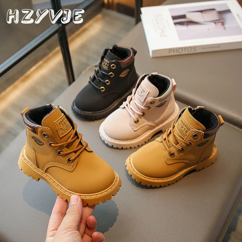 Kids Fashioh Boots Boys Girls Unisex Children Trend Ankle Short Boots Autumn New British Style Handsome Rubber Boots Size 21-36