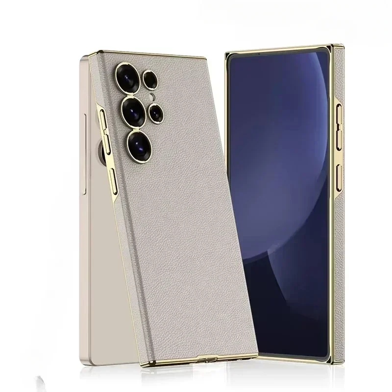 Electroplated Leather Hard Shell Protective Phone Case