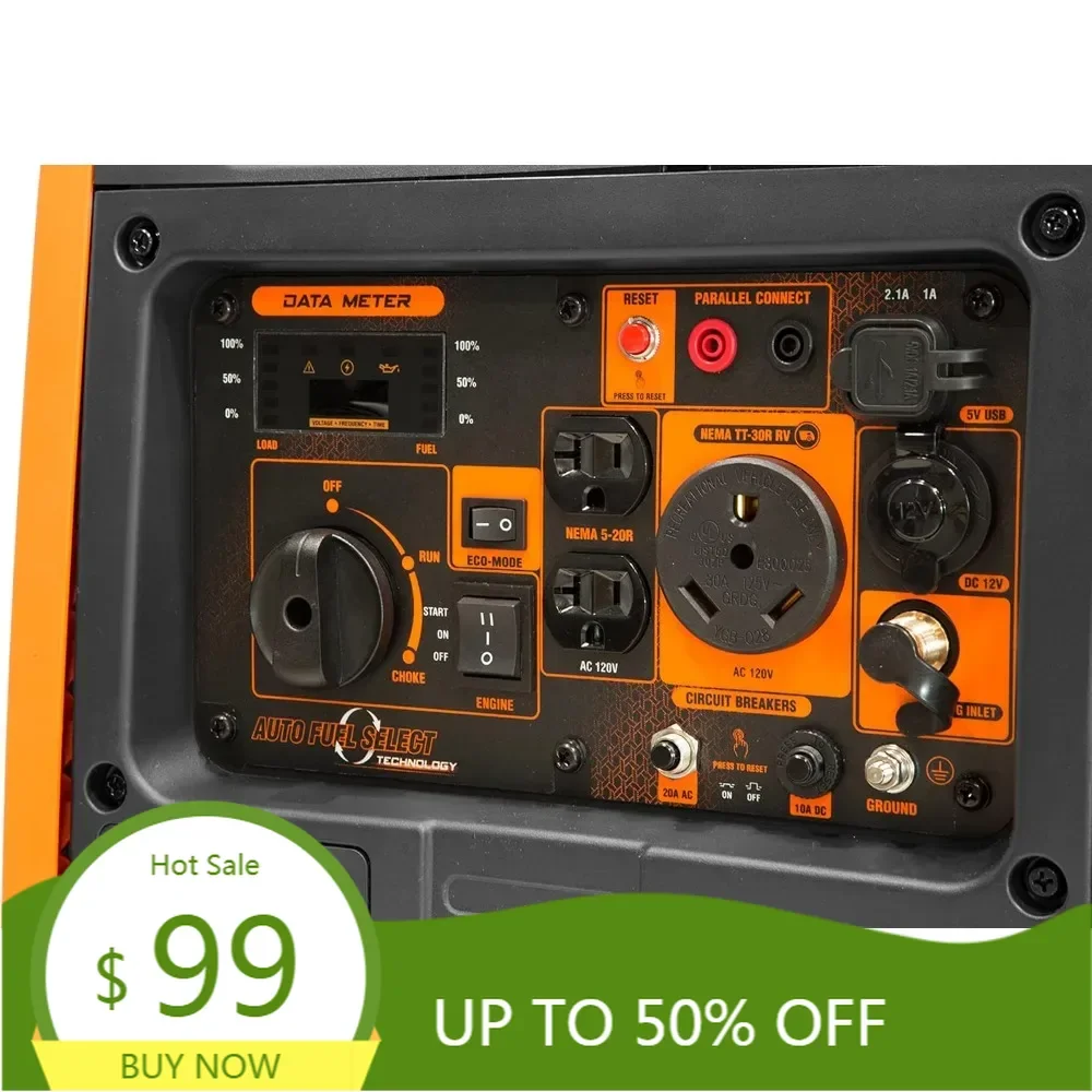 df451i super quiet 4500-watt electric start dual fuel rv-ready portable inverter generator with fuel shut-off