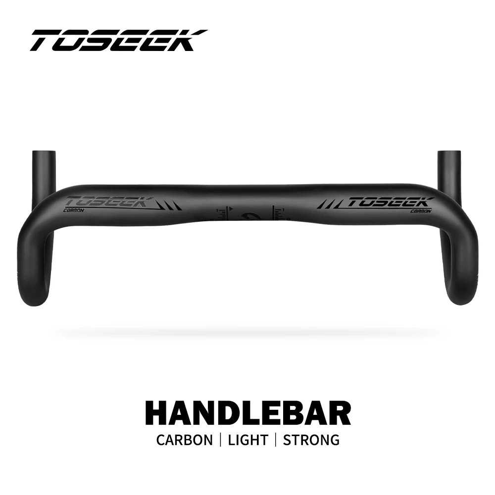 TOSEEK Black Matte Carbon Fiber Bicycle Handlebar Road Bent Bar Road Bike Accessories 380mm 400mm 420mm 440mm