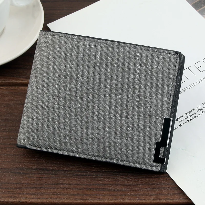 Trendy Wallet Men Slim Card Holder PU Leather Ultra Thin Bag Male Wallet Short Photo Holders Tri-fold Bag Frosted Men's Purses 4