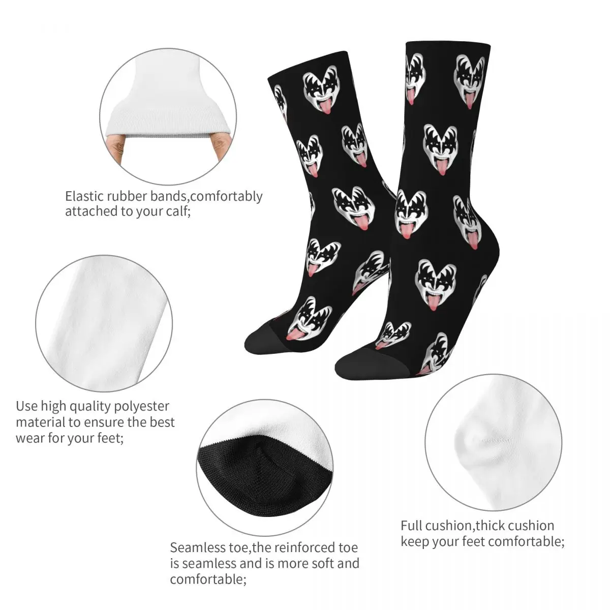 The Demon Kiss Band Gene Simmons Socks Men Women Funny Happy Socks Novelty Spring Summer Autumn Winter Stockings Gifts