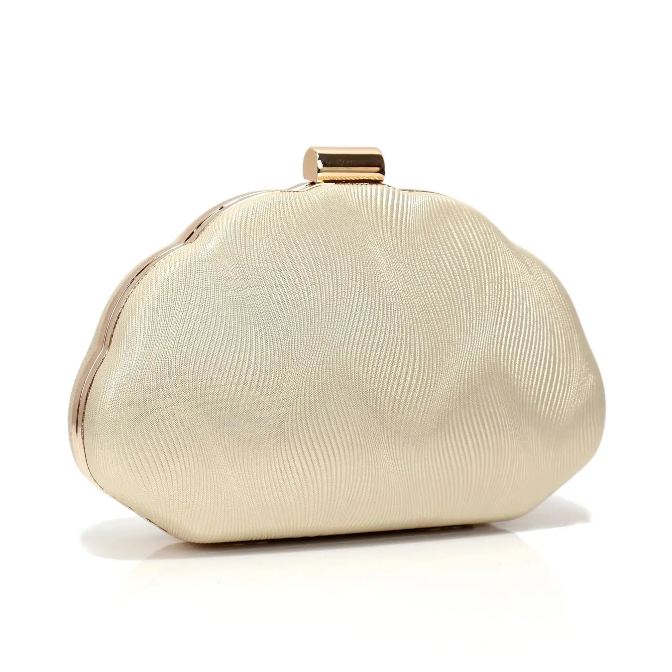 Glittering Metal Women Evening Clutch Bags with Shell Design
