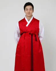 Costume traditionnel Hanbok pour hommes, scène de mariage, tissu importé coréen 