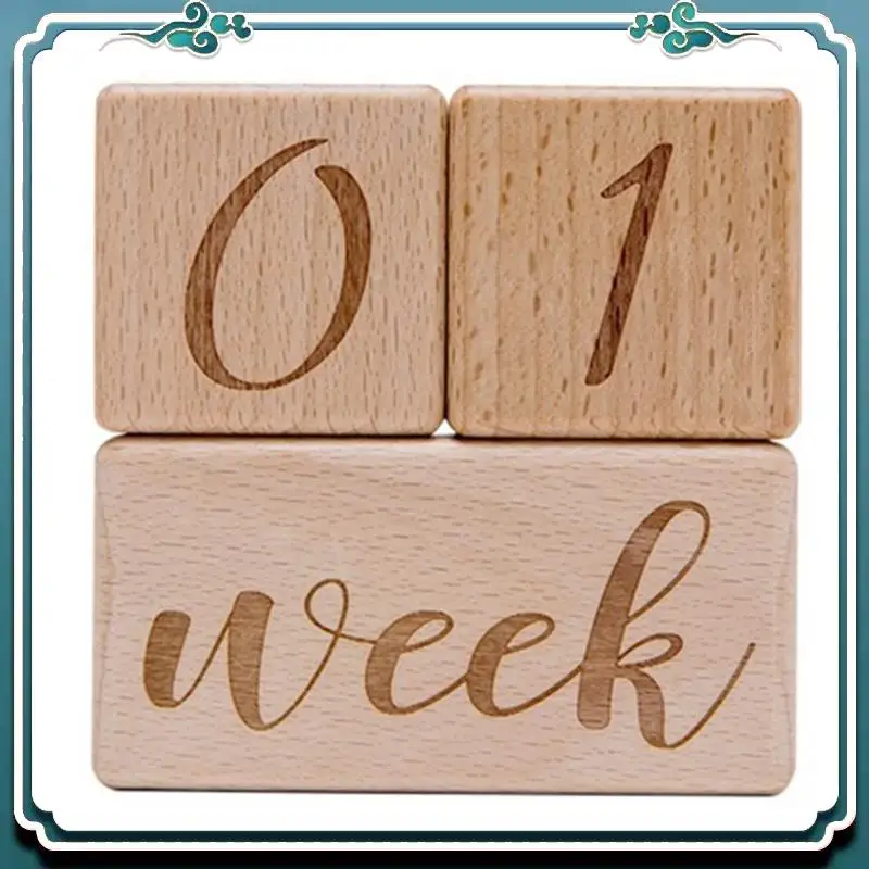 3 Piece Baby Monthly Record Growth Milestone Block Infant Birth Gift Souvenir Wooden Baby Photography Props Photo Milestone