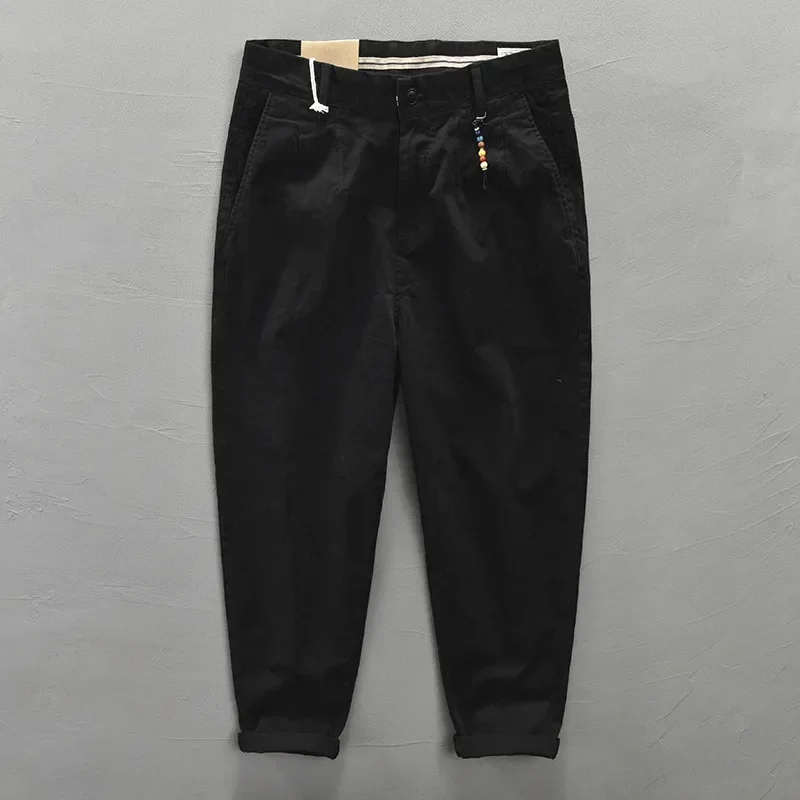 Autumn Men's Trousers Cotton Casual Button Big Pocket Velvet Cargo Pants Oversize 4XL