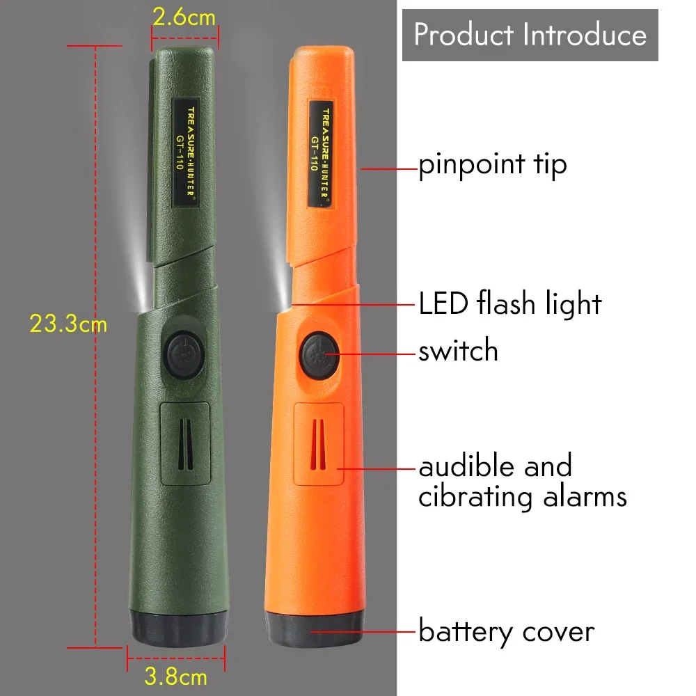 Treasure Hunter GT110 Handheld Metal Detector Pinpointer Pointer Probe Anti-scratch Metal Pinpointing Waterproof 360 Degree Scan 2
