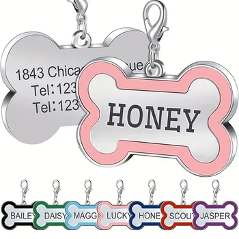 Custom Engraved Bone-Shaped Pet ID Tag – Durable Zinc Alloy 1