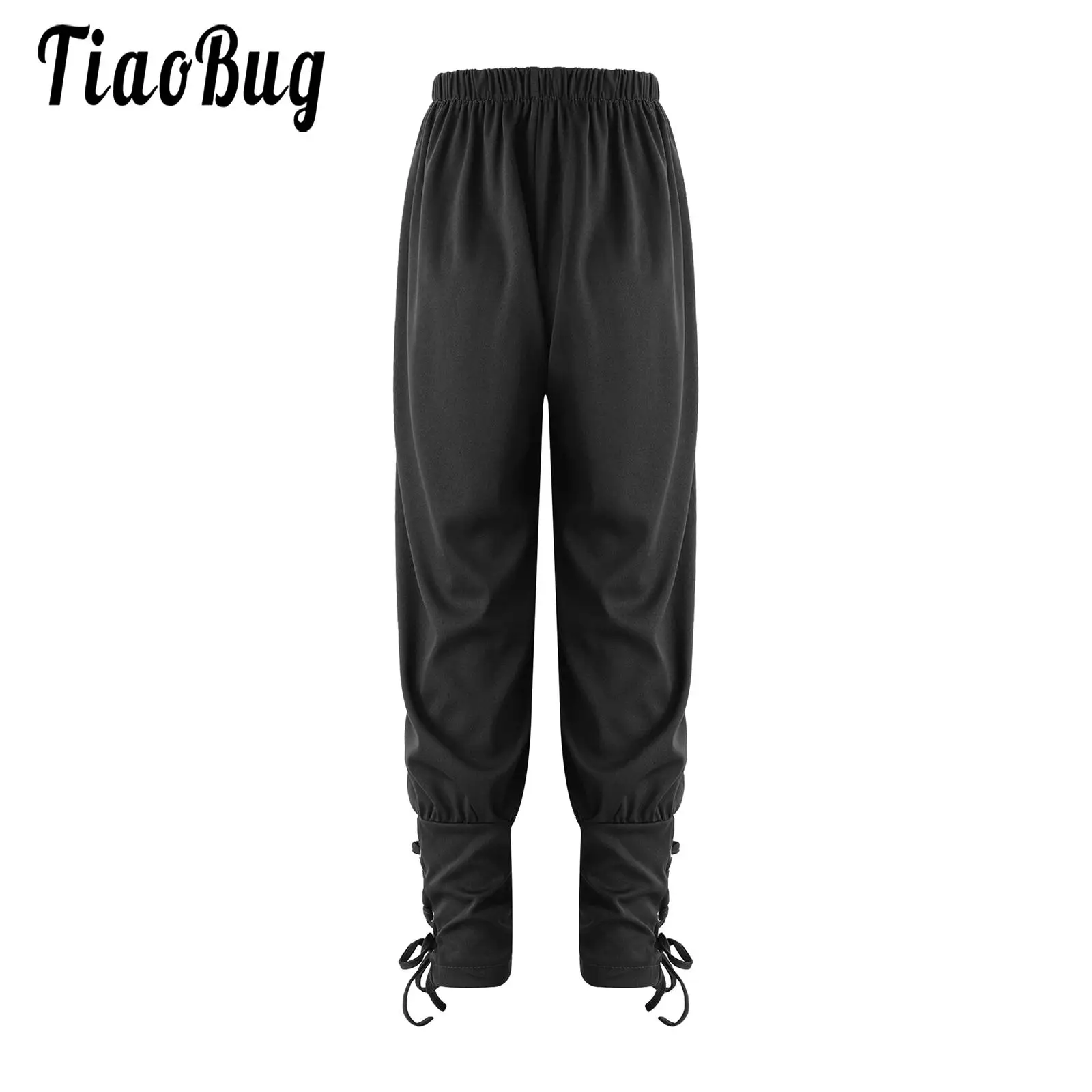 Pantaloni alla caviglia, da uomo, con risvolto alla caviglia, stile vichingo, stile medievale, da pirata, cosplay, costume con coulisse - navy - Medium