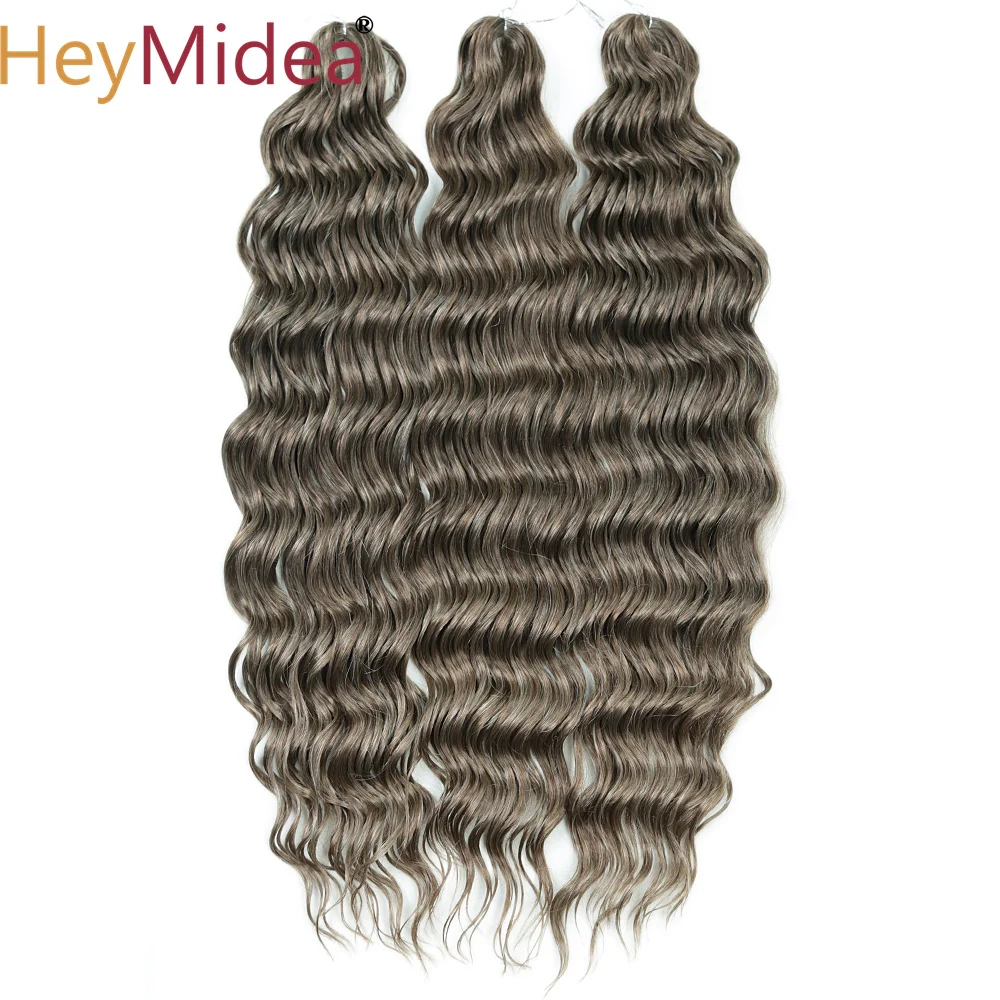 24Inch Anna Synthetic Hair Water Wave Braiding Hair Extensions Ombre Blonde Deep Wave Afro Curl Twist Crochet Hair for Women 6