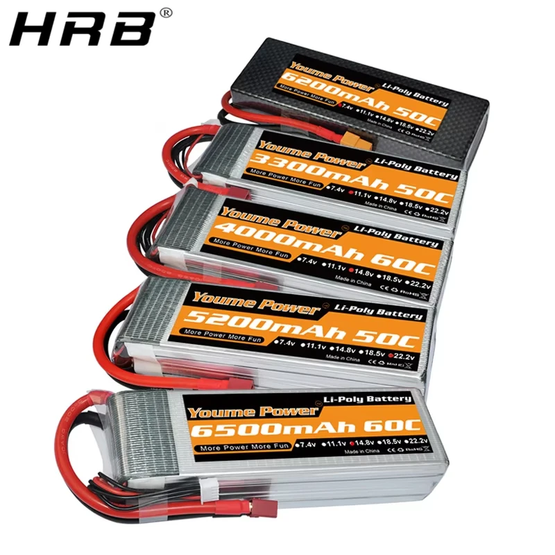 Youme 2S 3S 4S 6S RC Lipo Battery 7.4V 11.1V 14.8V 22.2V 3300mah 4500mah 5200mah 6200mah 6500mah T XT60 Hard Case RC Parts