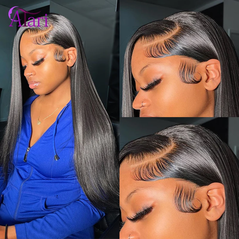 Highlight Purple with Pink Straight Human Hair Wigs Transparent Brazilian 13x4 Lace Frontal wig 5x5 lace Closure Wig Pre Plucked