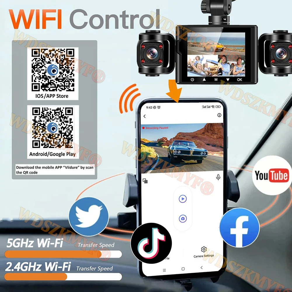 4Channals 1080P DashCam for Car DVR WIFI APP Video Recorder 3/4Lens Front Right Rear View Night Vision Black Box Car Assecory