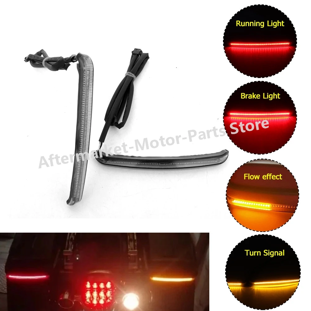

Motorcycle LED Brake Turn Signal Flowing Light Saddle Bag Indicator Accent Lamp For Harley Touring Road Electra Glide FLHR 14-23