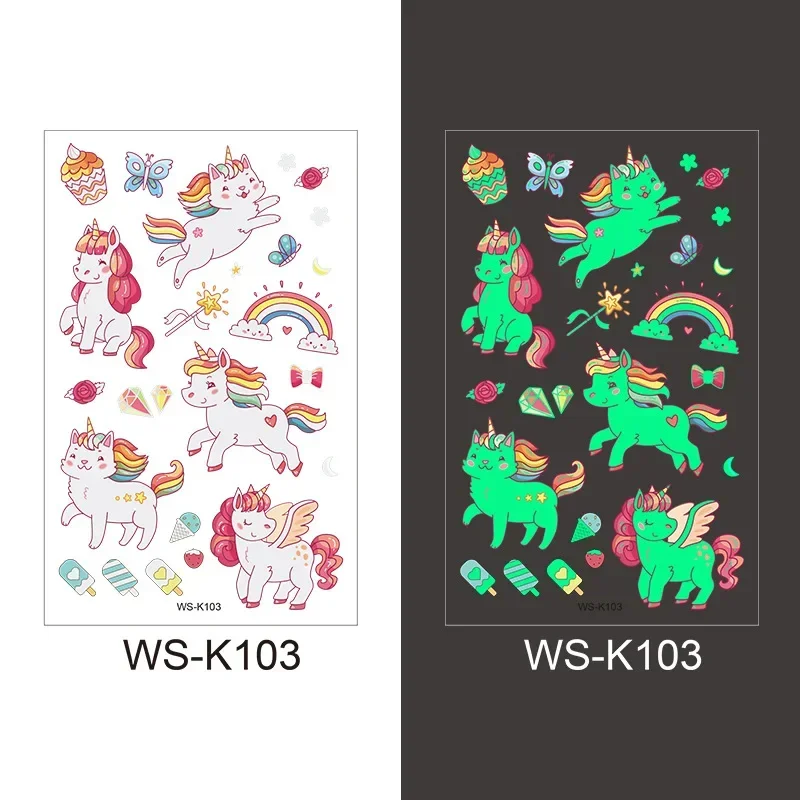Child Kid Luminous Tattoo Stickers Glow Paste on Face Arm Leg for Children Unicorn Sticker Body Makeup Waterproof tattoo sticker