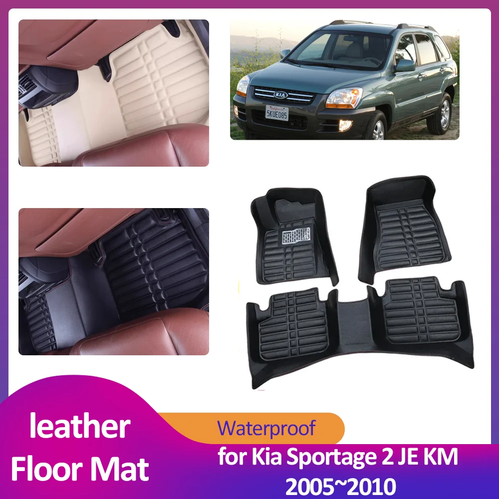 

Car Floor Mat for Kia Sportage 2 JE KM 2005~2010 2006 Waterproof Leather Foot Inner Liner Carpet Pad Custom Cover Rug Accessorie