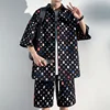 Summer Plaid Sets Men Fashion Short Sleeved Shirt/Shorts Two-piece Mens Streetwear Loose Hollow Out Set Mens Short Sets M-5XL 4