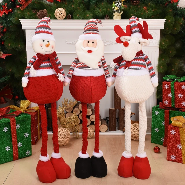 110cm Large Christmas Plush Doll Retractable Santa Claus Snowman Elk Plush Toys Navidad Gift Xmas Decoration New Year Ornament