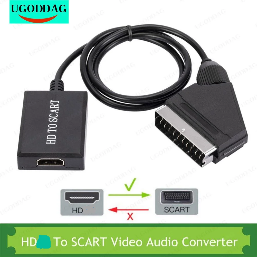 Ingresso Compatibile Con Hdmi Hd 1080P A Scart Uscita Video Adattatore Convertitore Audio Compatibile Per Videoregistratore Crt Tv Vhs