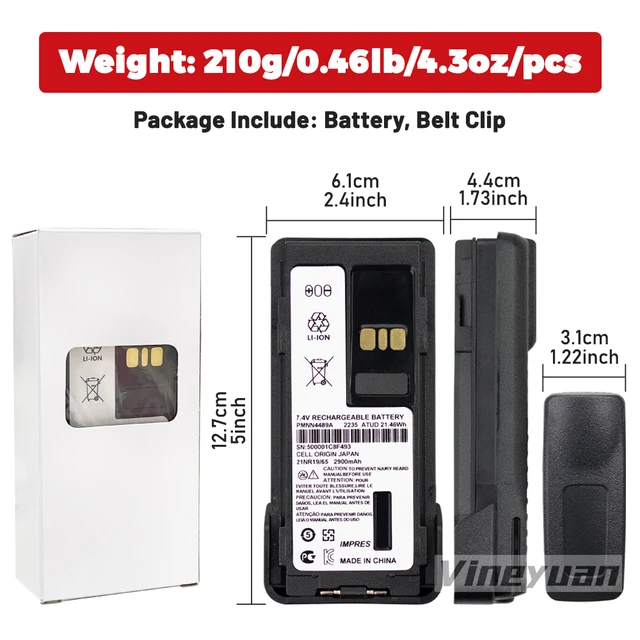 PRUVA Batería Compatible Con Motorola GP329 EX, GP340 ATEX, GP340 Ex, GP380 ATEX, GP380 Ex, GP580 Ex, GP680 Ex, P/N: NNTN5510, NNTN5510AR, NNTN5510BR 1500mAh