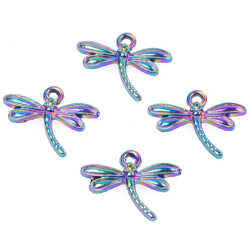 

20pcs/Lot Zinc Alloy Animal Dragonfly Insect Charm Vintage Rainbow Color Pendant Jewelry Diy For Necklace Bracelets Making Parts