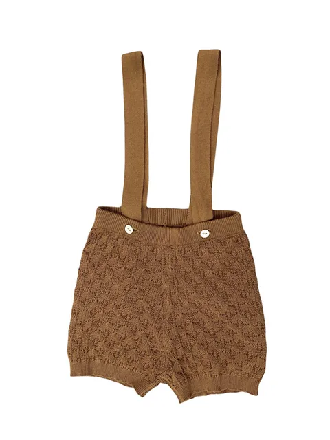 2022 Brother Sister Matching Clothes Summer Boys Girls Knitted Outfits boy caramel shorts