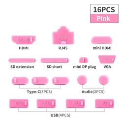 Silicone Universal USB Type C Dust Protector Set (Pink)