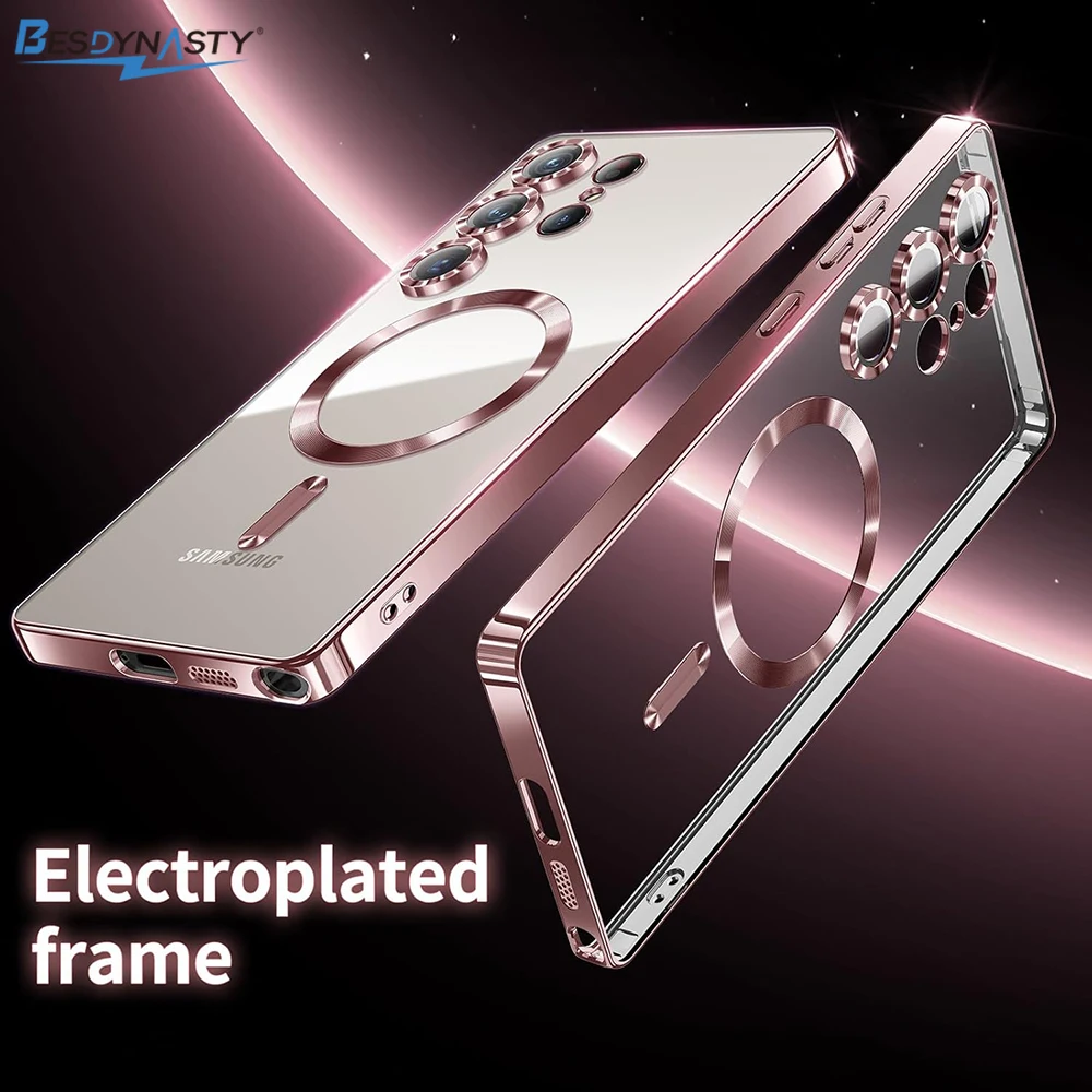 Luxury Glitter Plating Clear Silicone Soft Phone Case with Magnetic Magsafe Compatibility