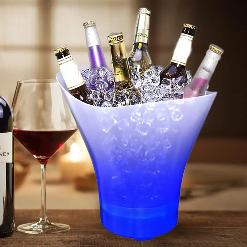 LED Ice Bucket 7L Light-up Ice Cube Colorful Radiant Bucket Waterproof Lighted Drink Containers With Built-in Wireless