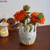 Hand Drawn Duck Shaped Ceramic Vase Animal Flowerpot Home Flower Arrangement Flower Vessels Dried Flower Vase Hydroponic Vases 1