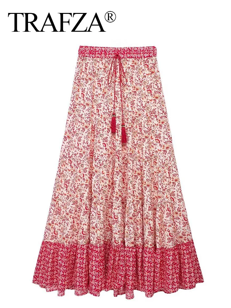 

Юбка женская трапециевидная плиссированная до щиколотки, с цветочным принтом