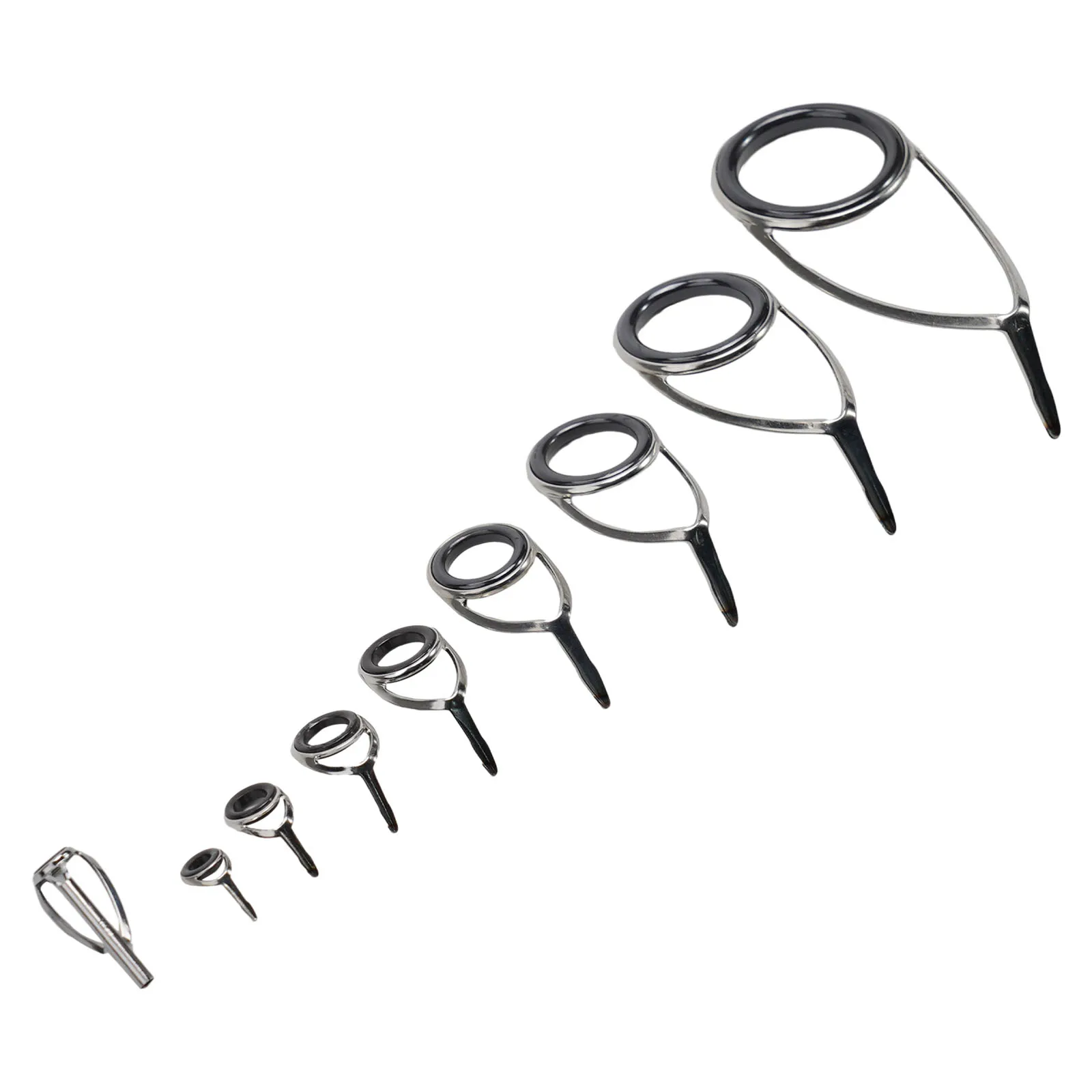 

9pcs Replacement Fishing Rod Top Ring Tip Eye Guide Repair Building Stainless Steel Holder Fishing Accessories