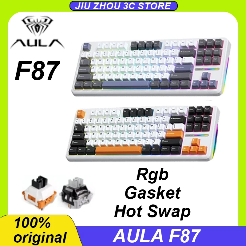 

Aula F87 Mechanical Keyboard 3 Mode Wired/2.4g/Bluetooth Wireless Keyboard 87 Key Hotswap Rgb Pbt Tarantula F87 Gaming Keyboard