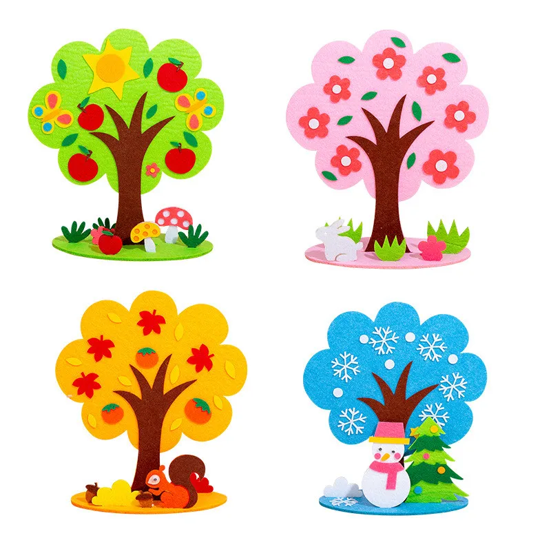 DIY Handmade Four Seasons Tree Crafts Toys Non-woven Material