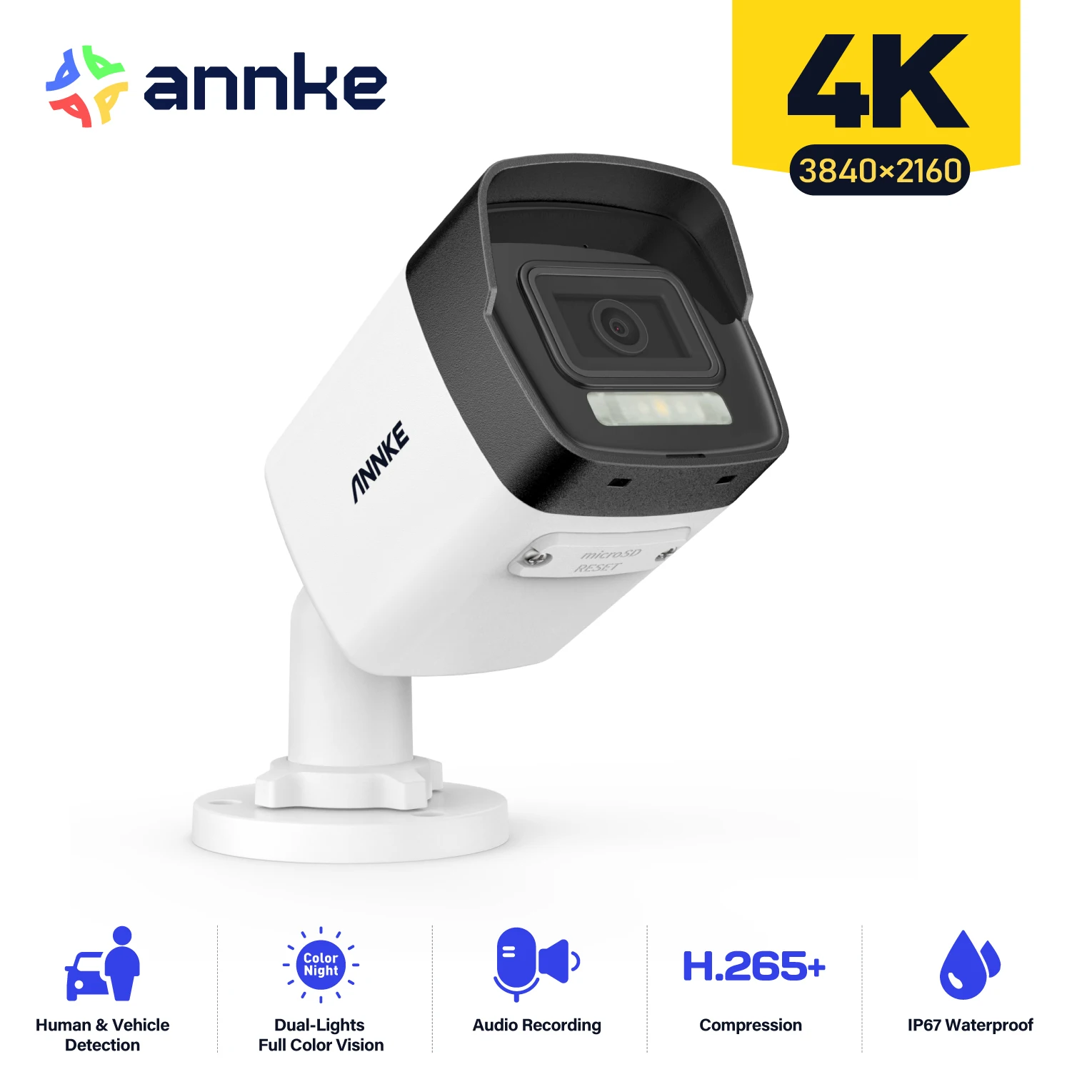 Annke 4K Ip Camera Outdoor Indoor Weatherproof Bullet 4K Videocamera Di Videosorveglianza Registrazione Audio Telecamera Cctv Telecamera Poe Da 8Mp
