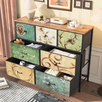 Rosahqnda Комод для спальни, металл + ткань Комод для шкафа, детской комнаты, прихожей, прихожей, тканевый ящик с цветочным узором